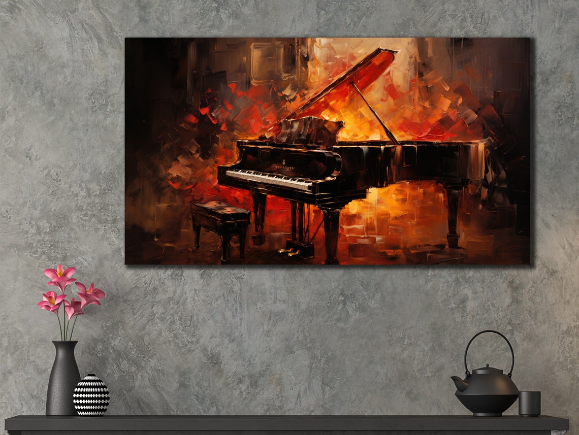 Grand Piano Red Stage Oil Painting Dramatic Classical Music Poster - Image 3