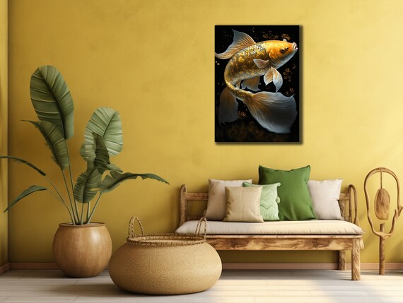 Koi Fish Art Print For Bedroom Decor Golden Fishes Wall Decor Sea Painting Animal Print On Underwater Life Painting Art