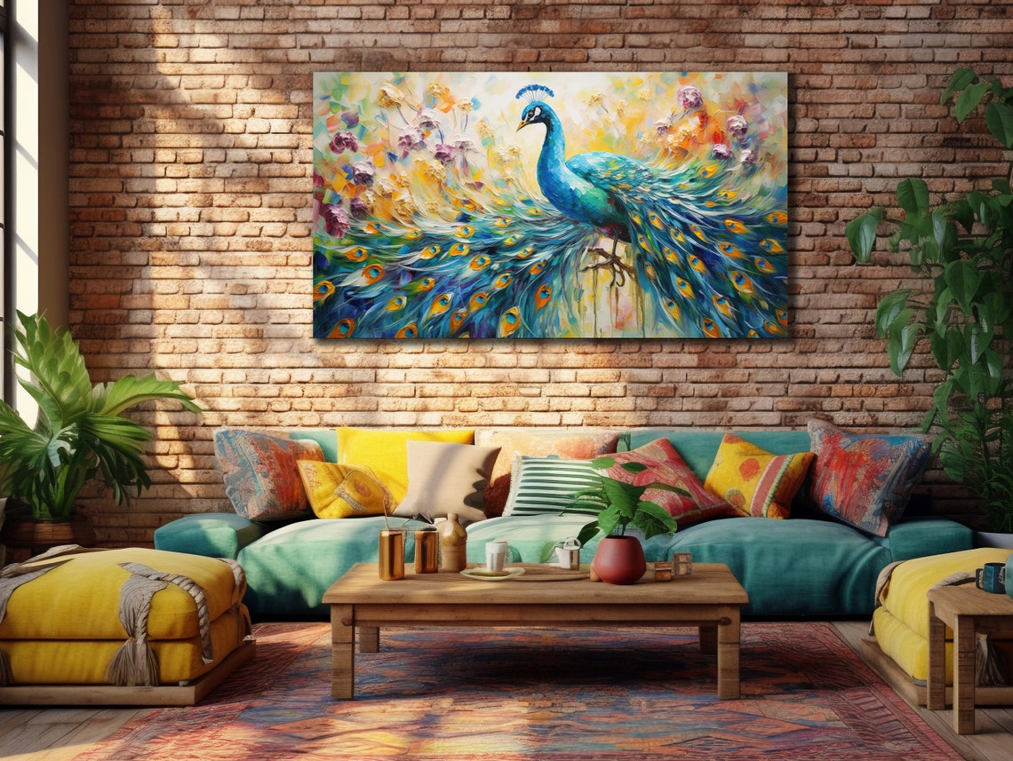 Peacock Spread Tail Feathers Colorful Elegant Bird Plumage Poster - Image 2