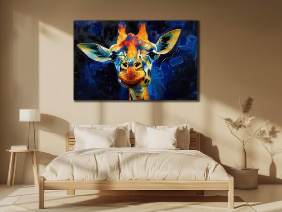 Colorful Giraffe Head Portrait Bright Abstract Wildlife Animal Poster
