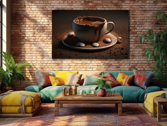 Brown Cup Of Coffee Coffee Print Wall Art Gift Print For Coffee Shop Coffee Splash Painting Art Coffee Cup Poster