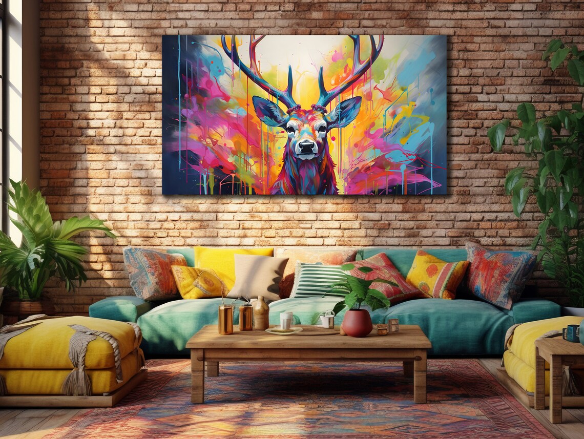 Colorful Deer Wall Art Print for Home Office - Image 3