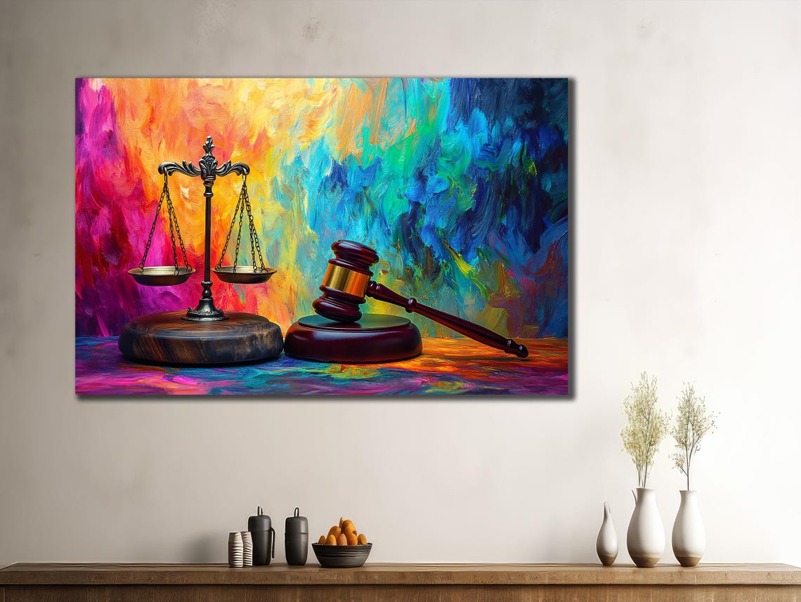 Scales Of Justice Art Lawyer Office Wall Decor Print Wall Art Gift For Lawyer Lawyer Gifts Balance Of Justice Painting On - Image 2