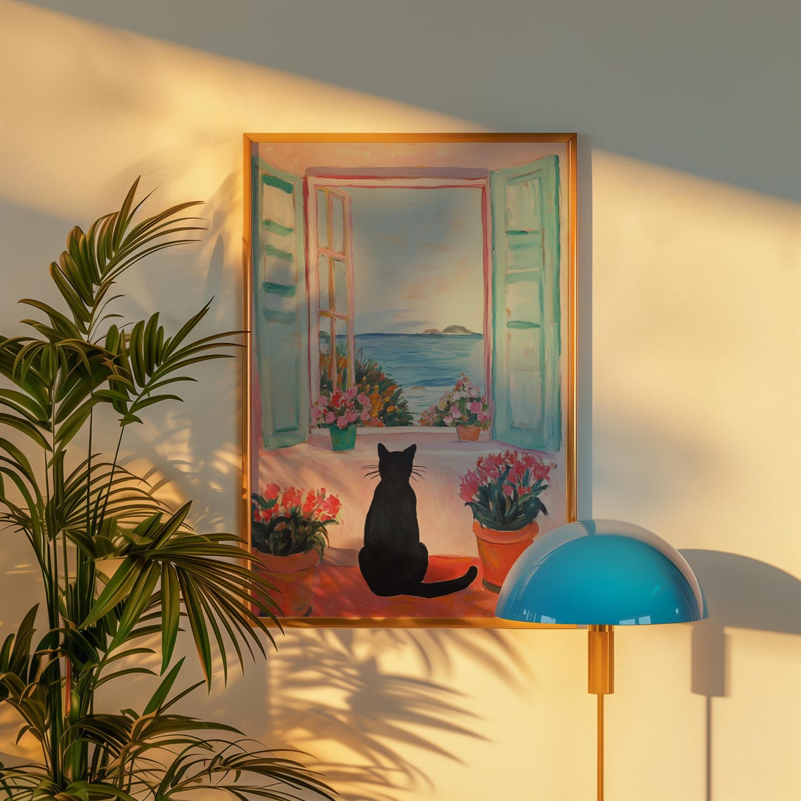 Cozy Cat Matisse Style Art Print, Coastal - Image 4