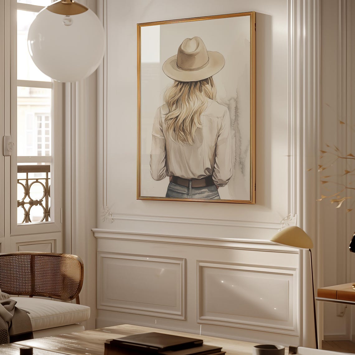 Western Cowgirl Portrait, Minimalist Boho Decor - Image 2
