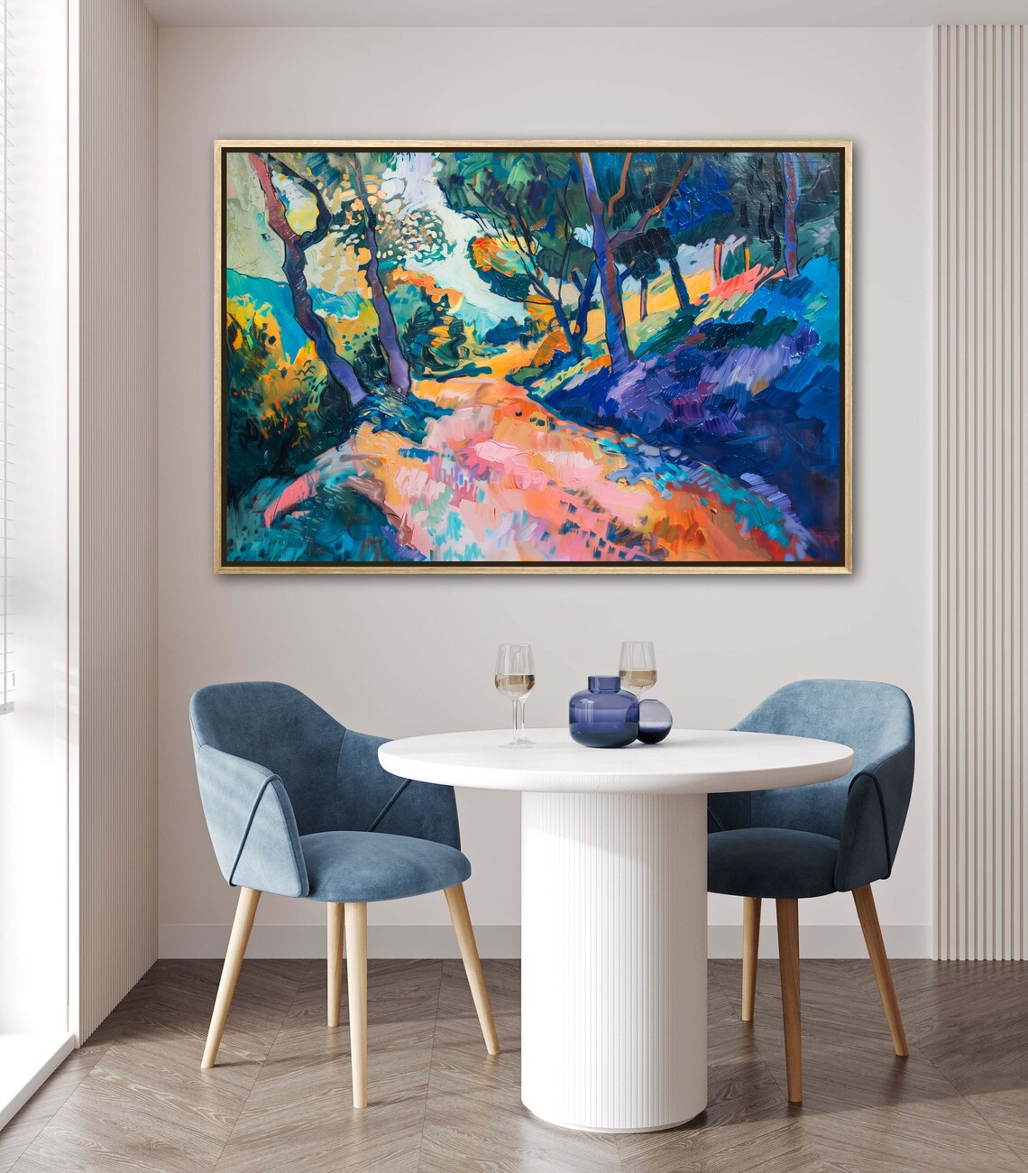 Enchanted Path Vibrant Abstract Forest Scene Modern Impressionism Art Print For Hallway And Above Bed Decor - Image 3