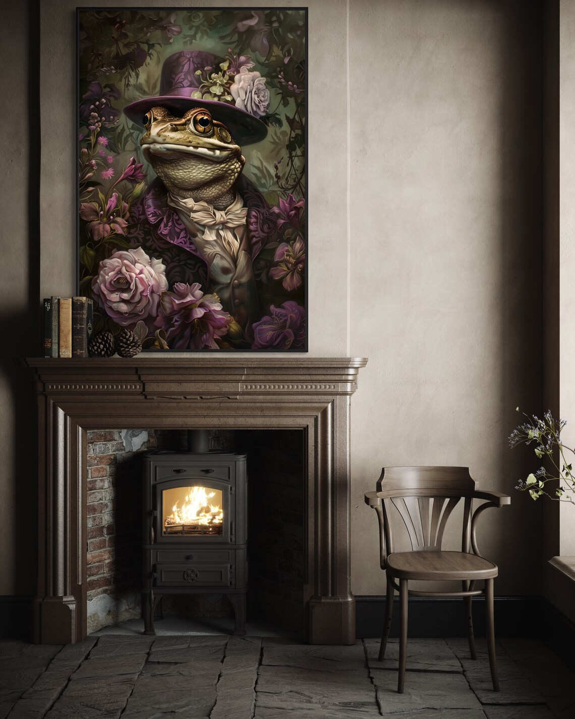 Regal Victorian Frog Top Hat Floral Whimsical Animal Portrait Art Poster - Image 3