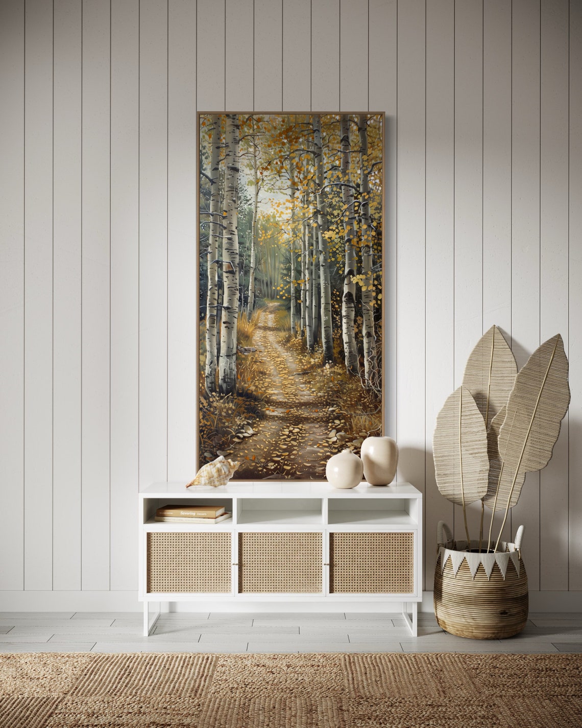 Autumn Aspen Forest Golden Leaves Woodland Path Vertical Poster - Image 4