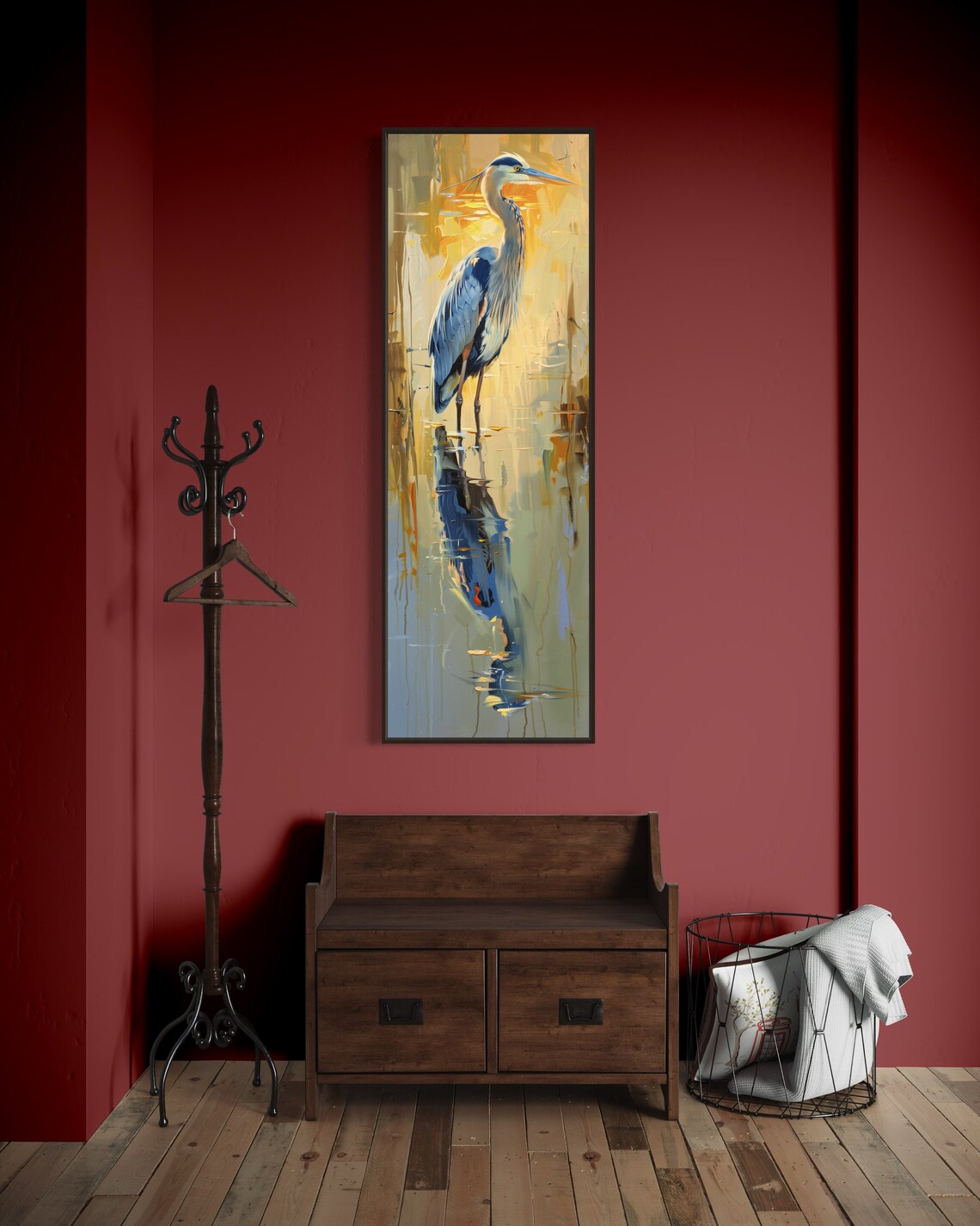 Blue Heron Abstract Bird Art Print, Swamp Scene - Image 4