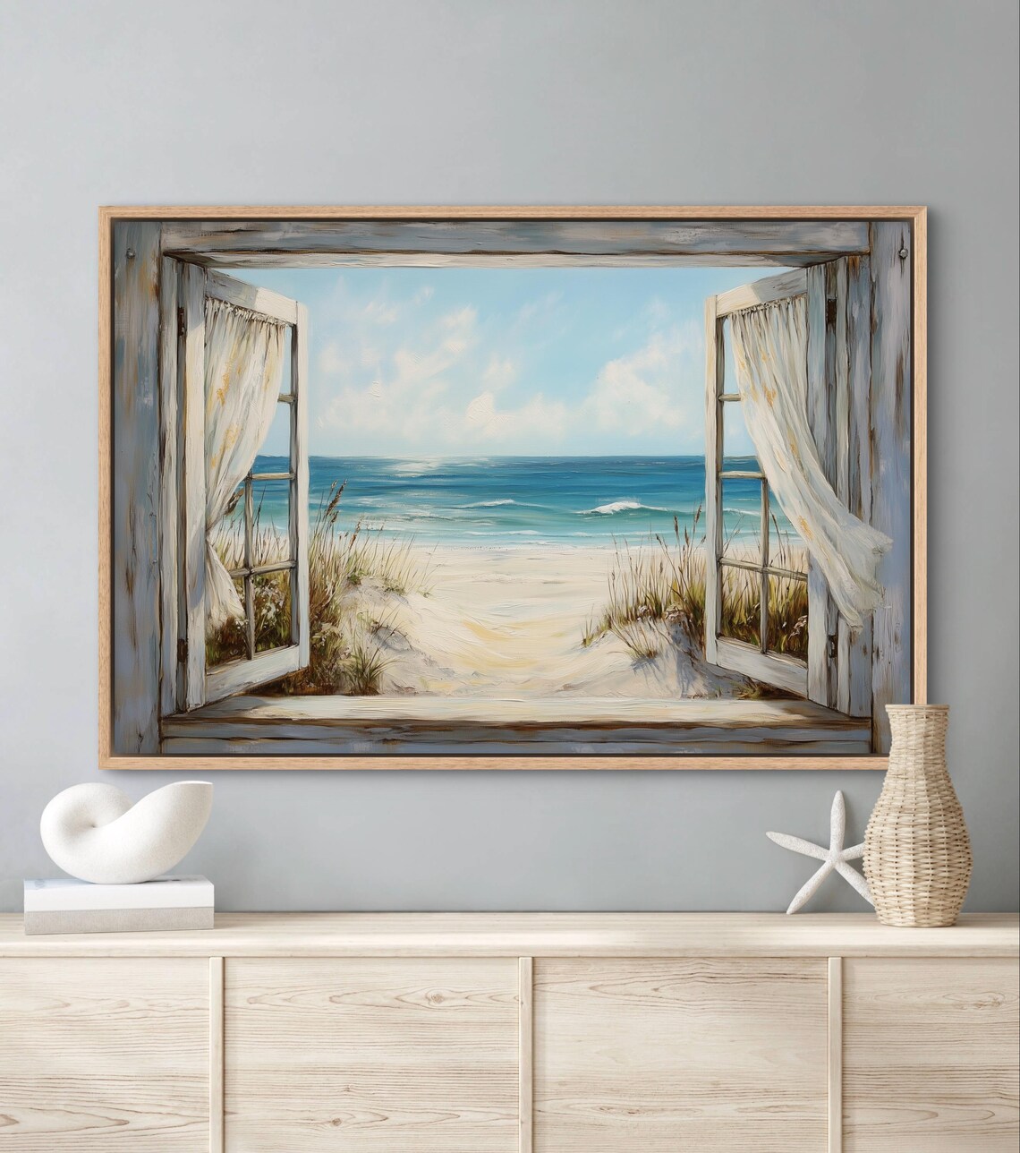Coastal Window View Seascape Art Print, Nautical Decor