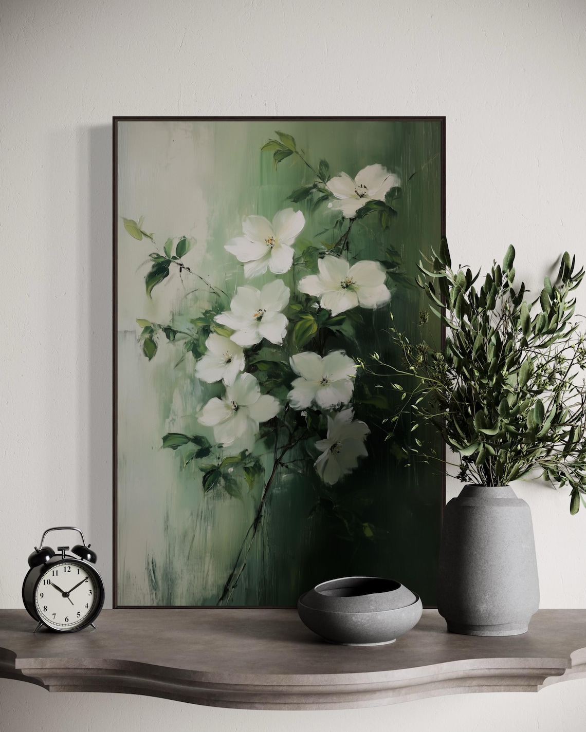 White Dogwood Flower, Minimalist Botanical Painting - Image 3