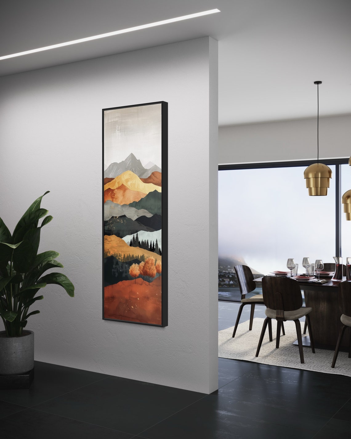 Abstract Layered Mountain Ranges Earth Tone Vertical Boho Poster - Image 4