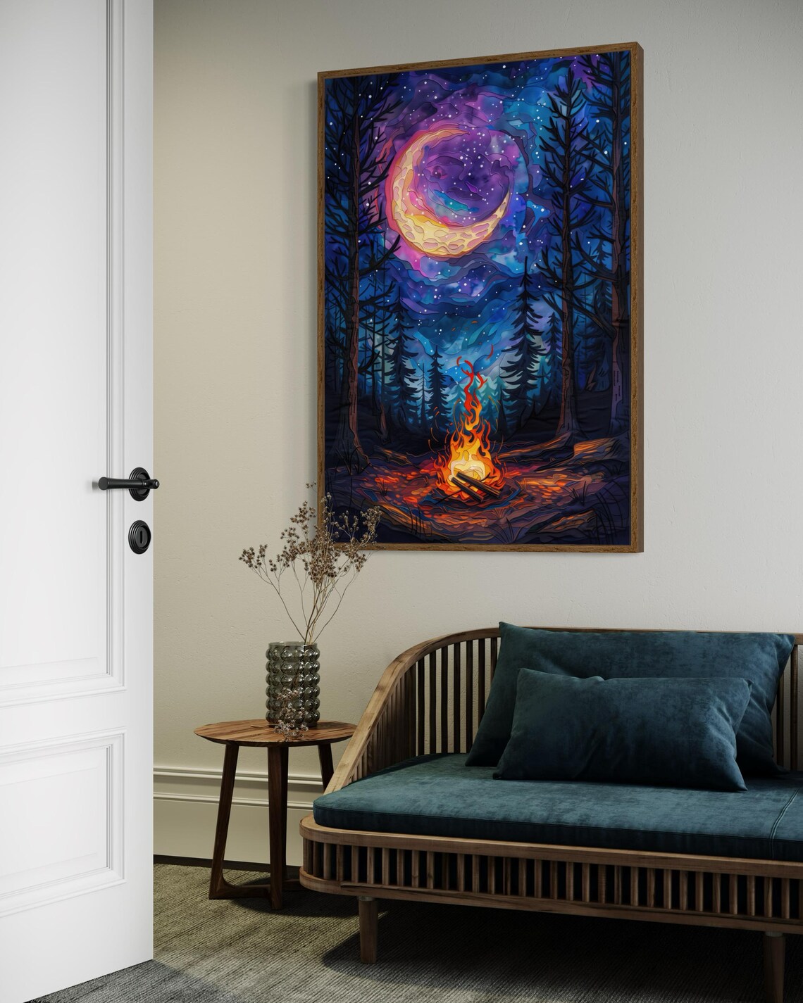 Enchanted Forest Campfire Art Starry Night Poster And Celestial Wilderness Painting Print And Moonlight Print For Home Decor - Image 5