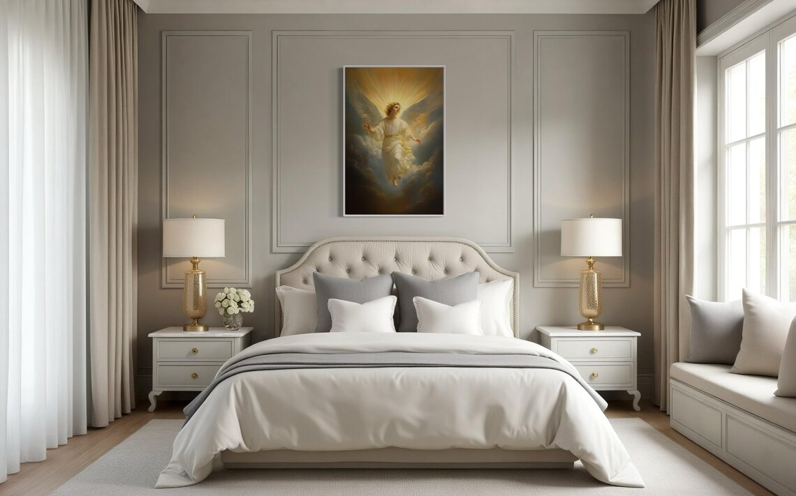 Guardian Angel Heavenly Glow Clouds Divine Spiritual Faith Poster - Image 2