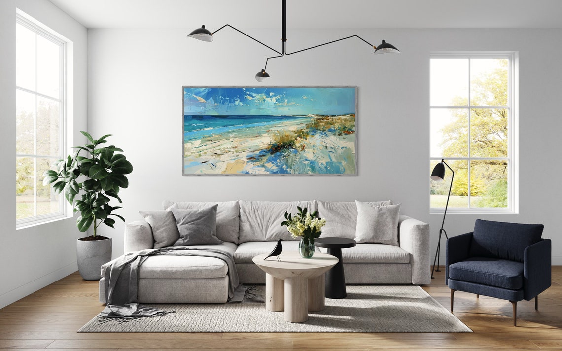 Sandy Beach Shore Turquoise Waves Dunes Abstract Coastal Poster - Image 5
