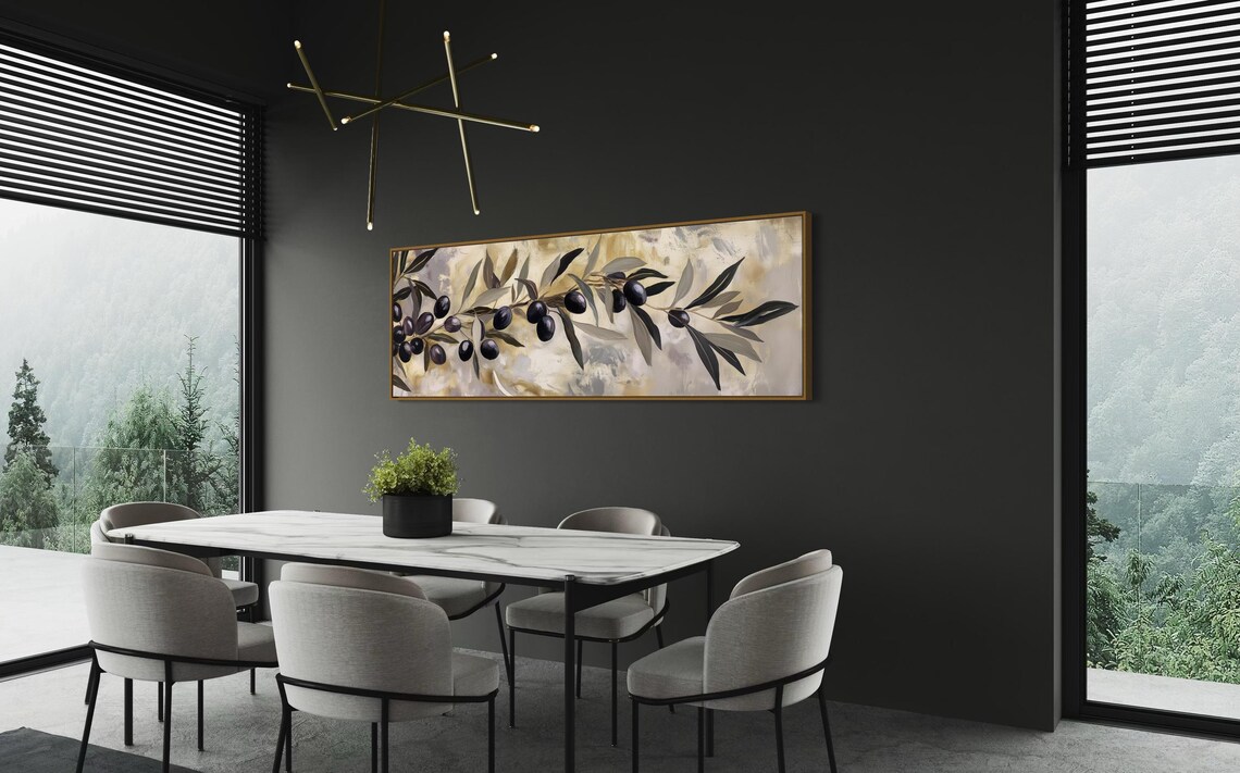 Golden Olive Branch Art Print, Rustic Mediterranean - Image 3