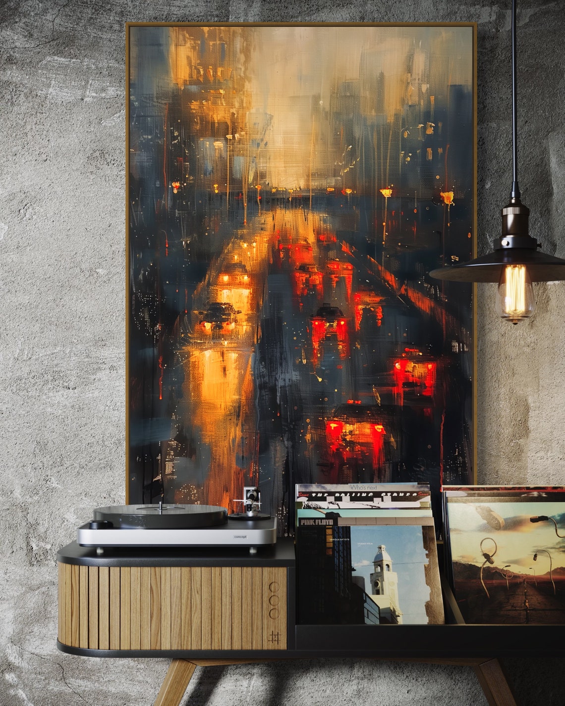 Rainy Twilight City Night Street Cars Impressionist Travel Poster - Image 2