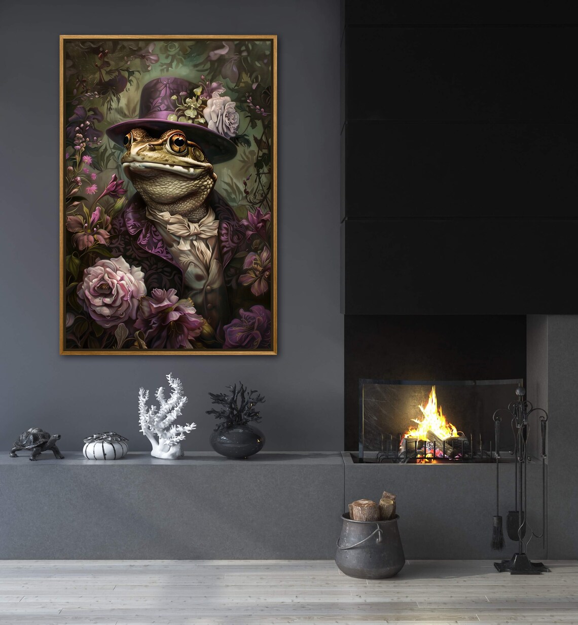 Regal Victorian Frog Top Hat Floral Whimsical Animal Portrait Art Poster - Image 5