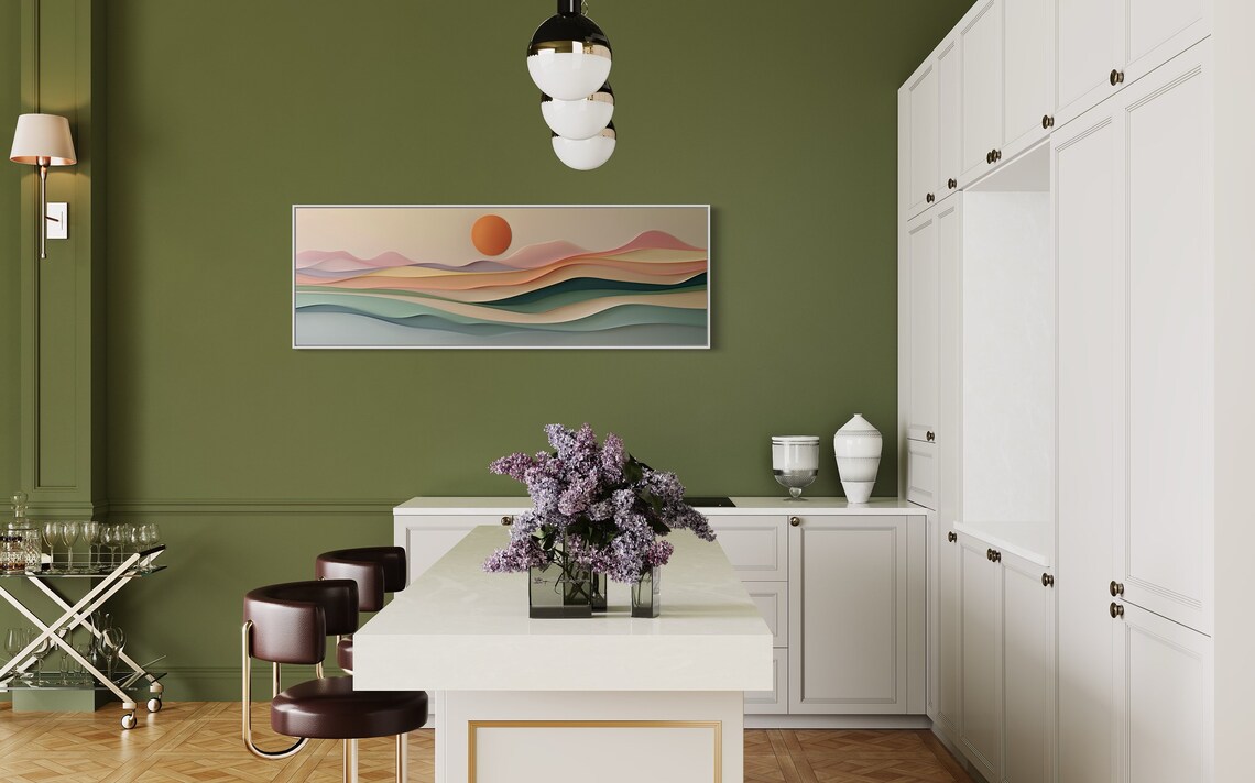 Abstract Sunset Panorama, Colorful Boho Art Print - Image 2