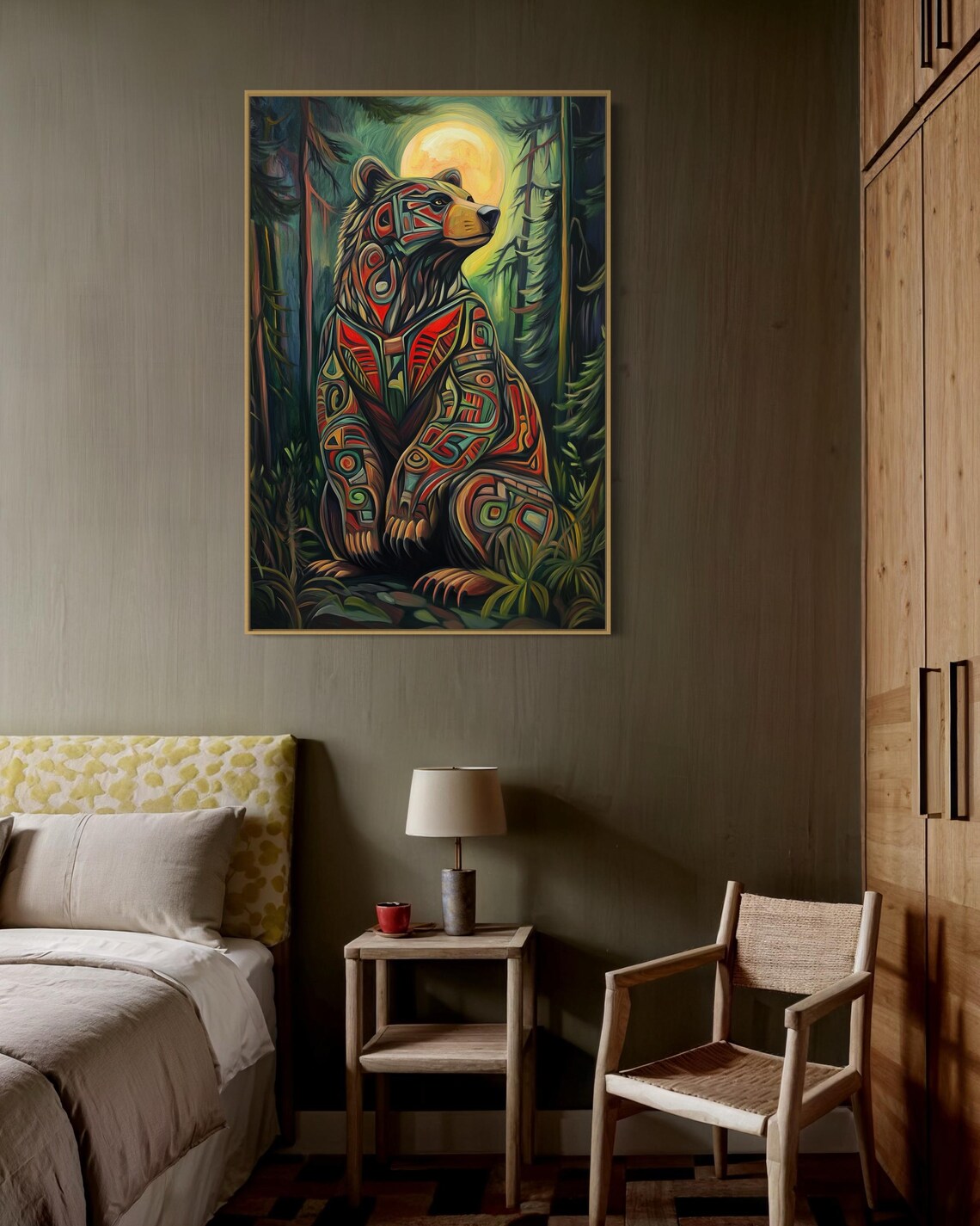 Tribal Bear Haida Wildlife Art Print, Rustic Lodge - Image 4