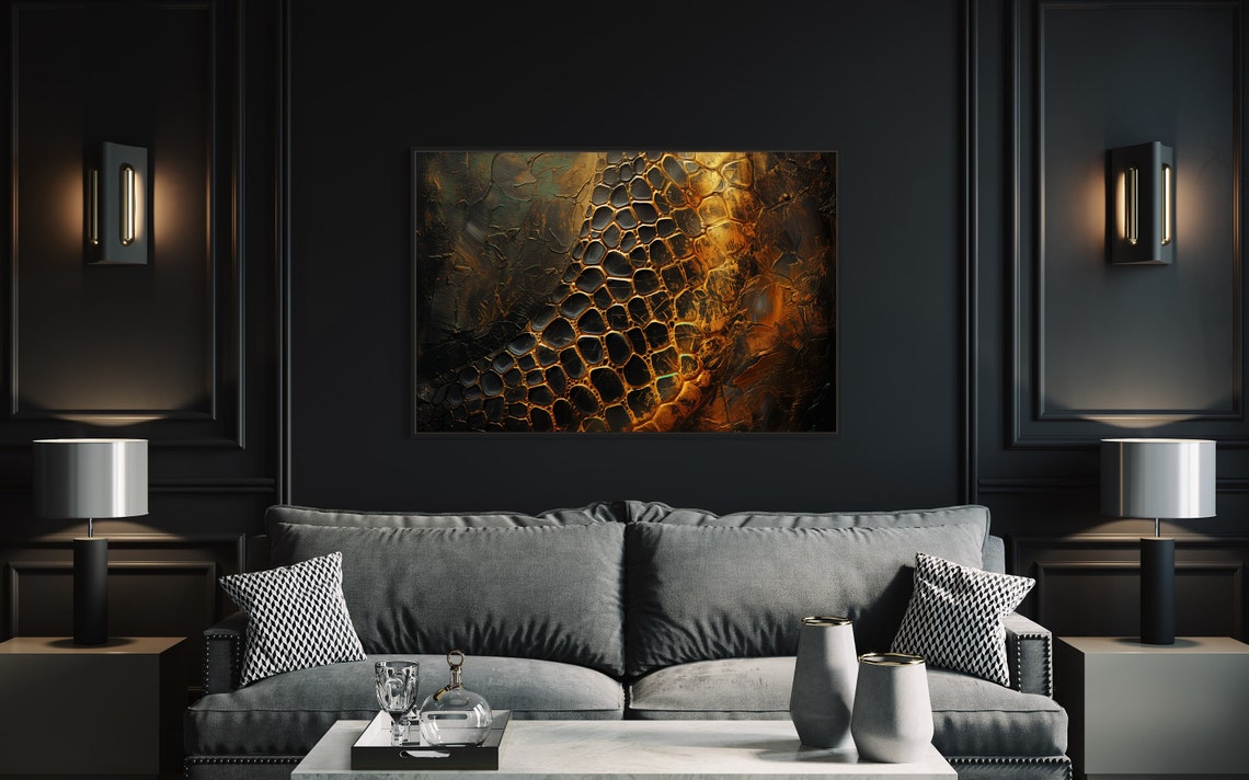 Black Gold Reptile Scales Textured Abstract Macro Luxury Dark Poster - Image 4