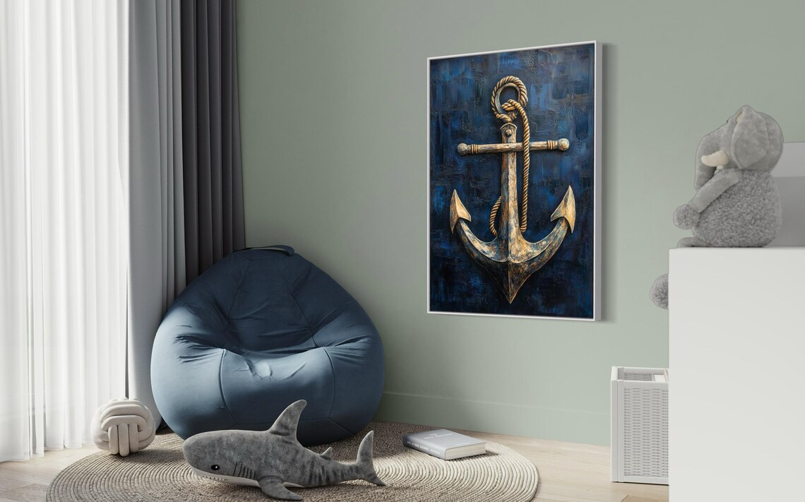 Vintage Anchor Nautical Art Print, Rustic Coastal Decor - Image 3