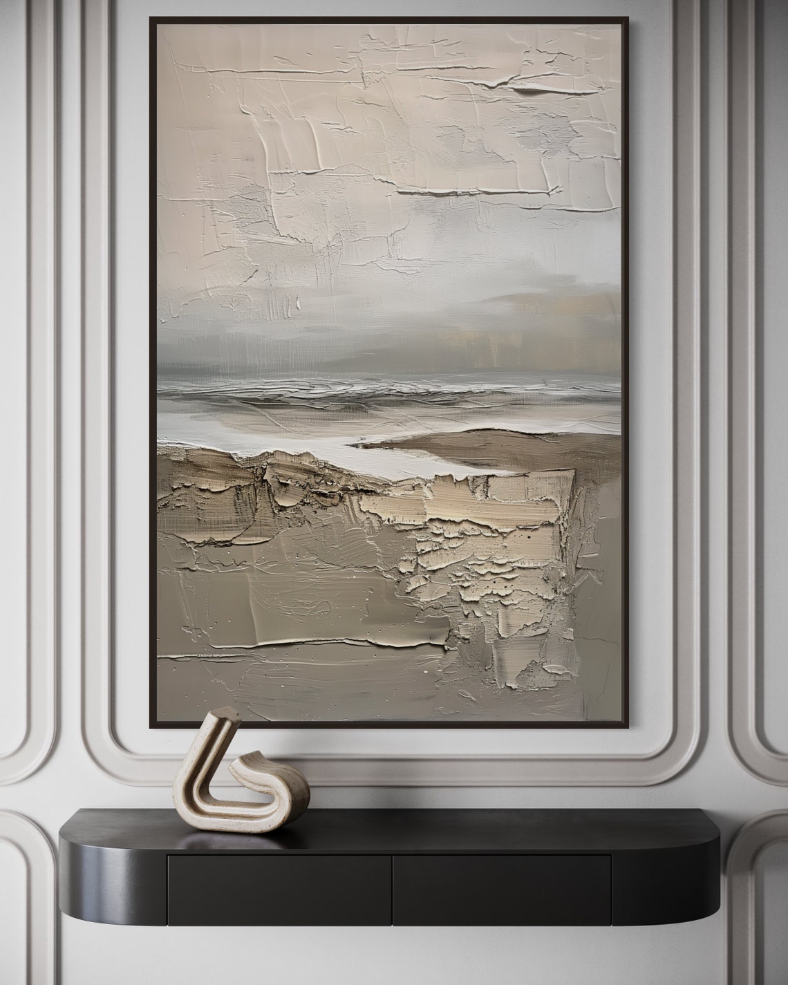 Nordic Shoreline Whispers Neutral Abstract Coastal Art Poster - Image 4