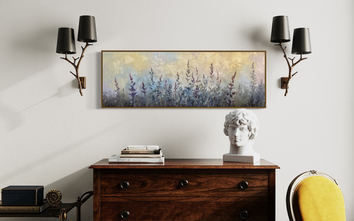 Lavender Breeze Panoramic Art Print, Neutral Meadow - Image 2
