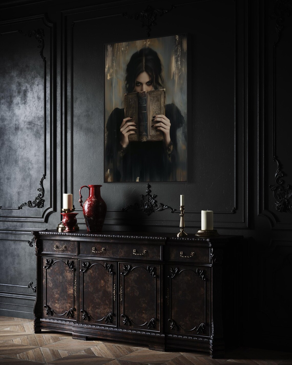 Mysterious Woman With Book, Gothic Portrait Art Print - Image 5