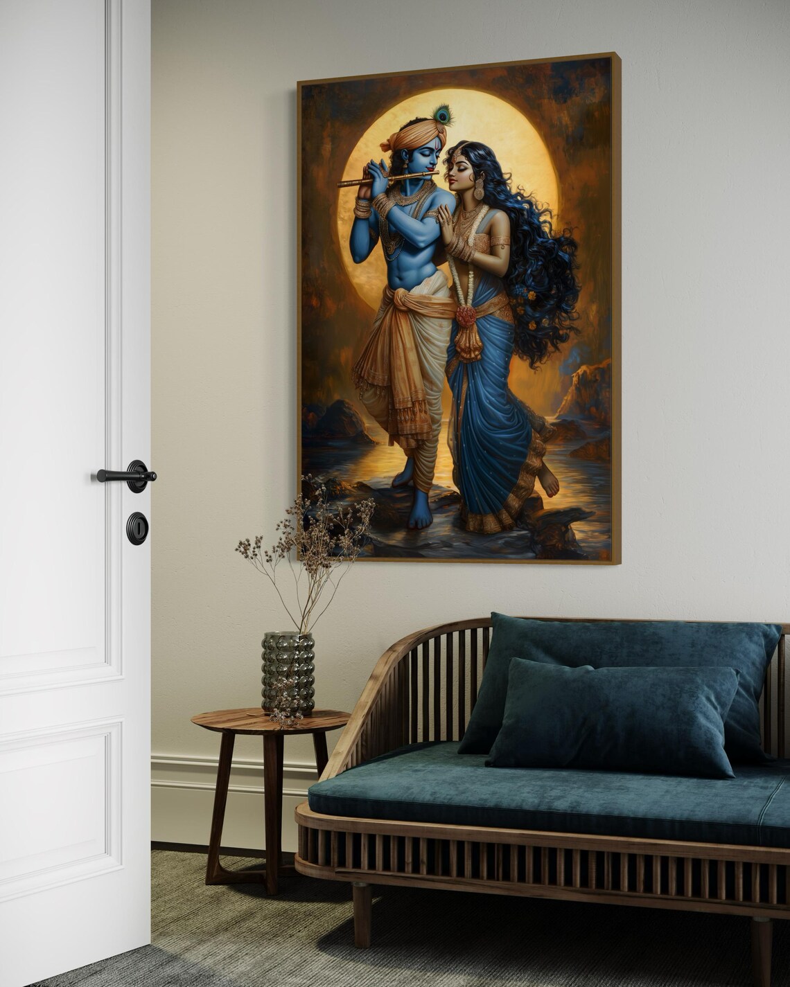 Divine Krishna And Radha Art Print, Spiritual Decor - Image 2