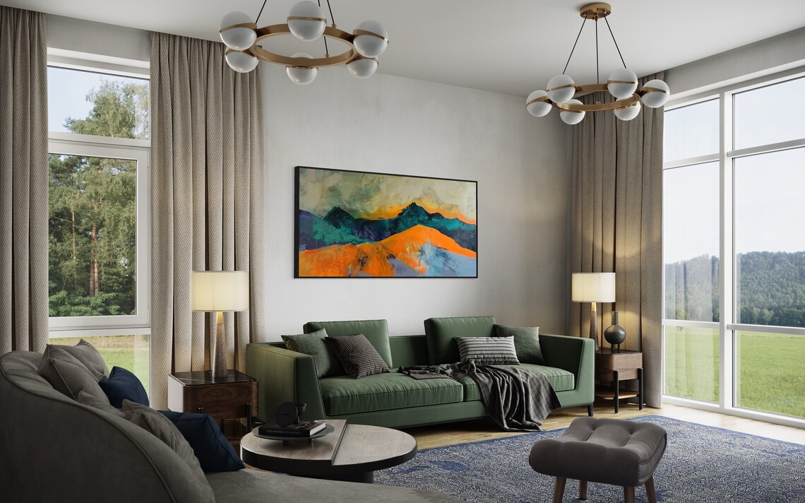 Abstract Mountain Panoramic Landscape Art Print - Image 2