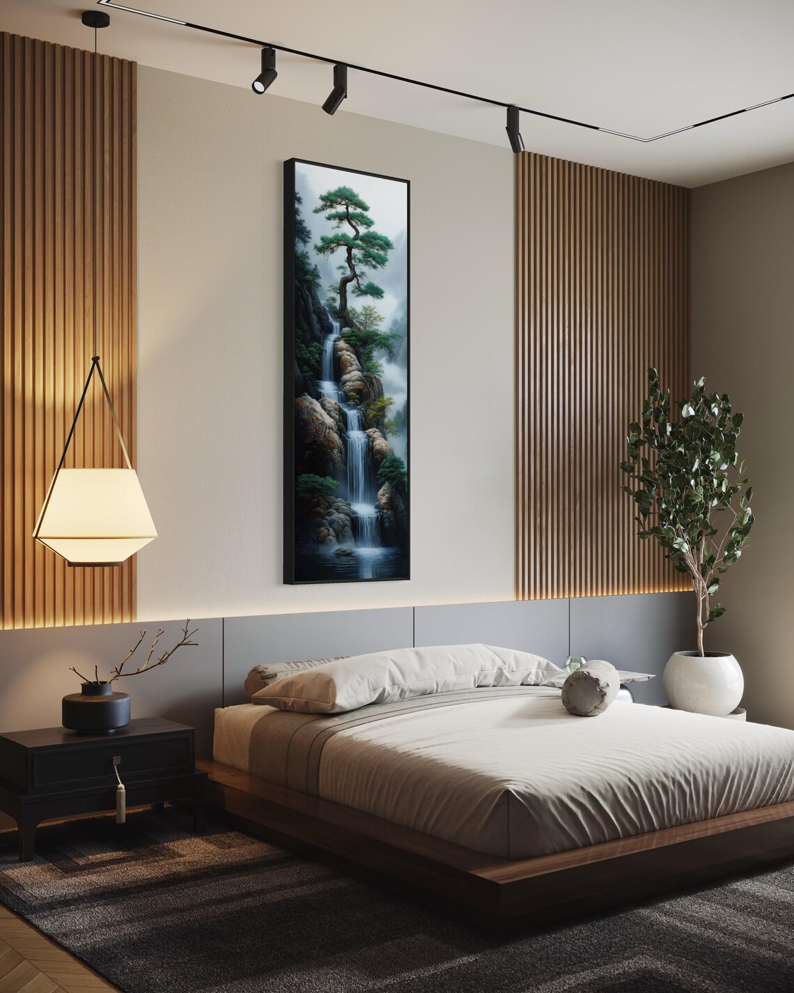 Zen Waterfall Japanese Landscape Wall Art Print - Image 4