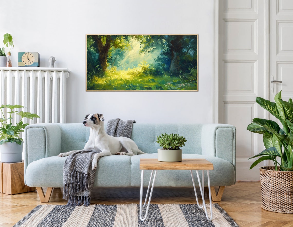 Dreamy Sunlit Forest Clearing Meadow Landscape Enchanted Art Poster - Image 5