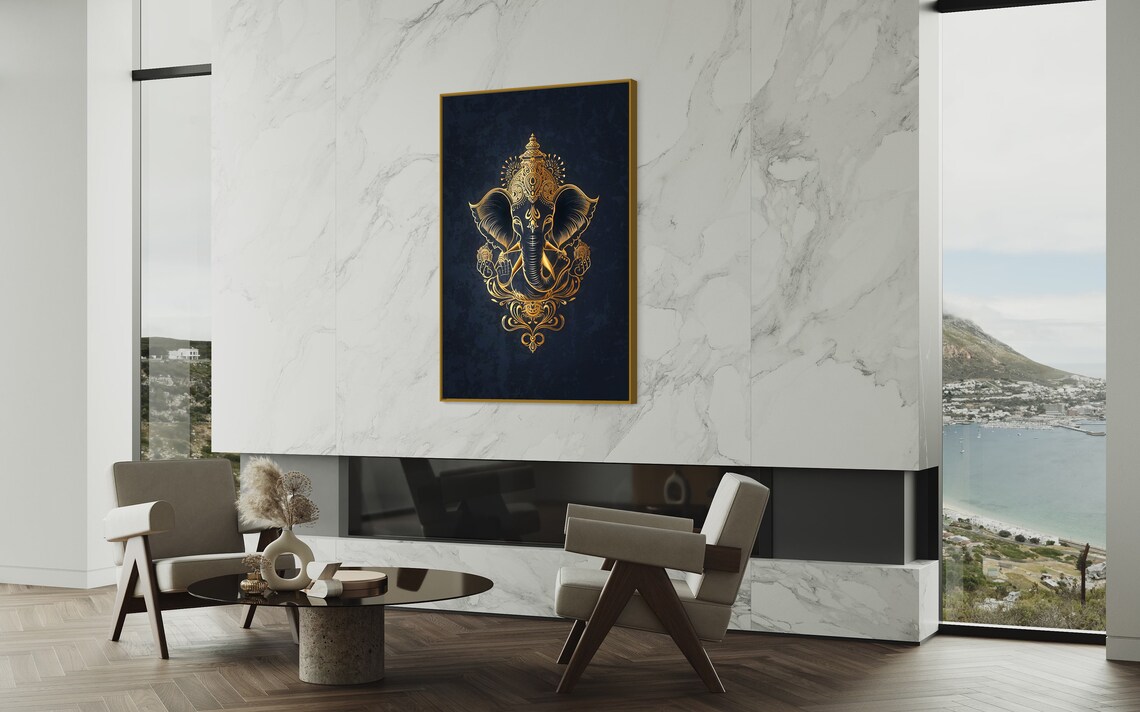 Lord Ganesha Art Print, Elegant South Asian Art - Image 3