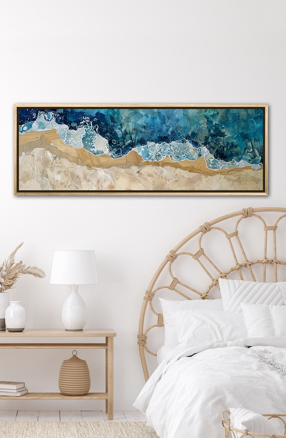 Abstract Aerial Ocean Waves Deep Blue Navy Coastal Panorama Wall Art - Image 5