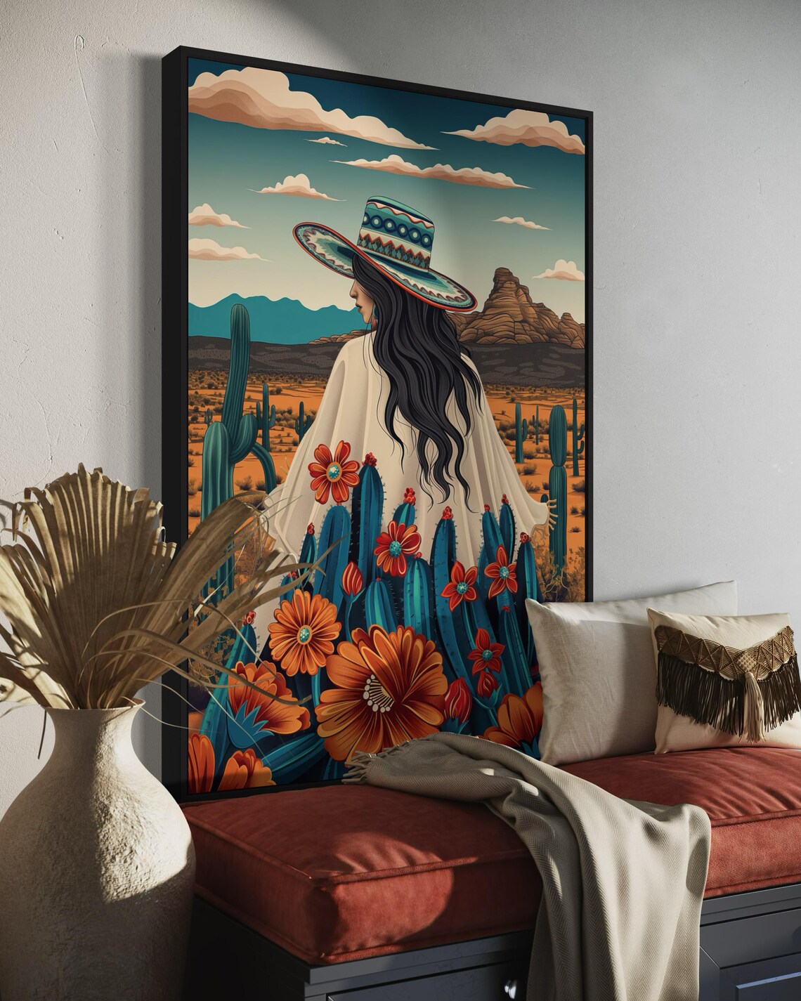 Mexican Woman Desert Landscape, Southwestern Art Print - Image 4
