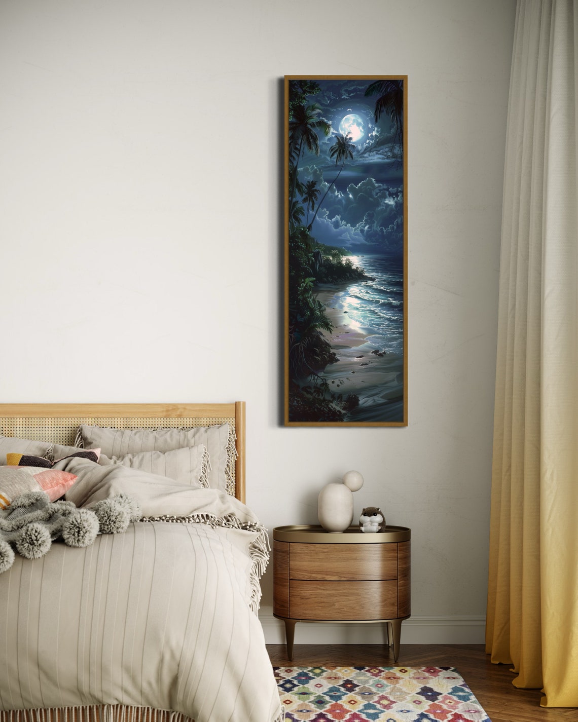 Moonlit Beach Full Moon Palms Night Ocean Tropical Coastal Poster - Image 2