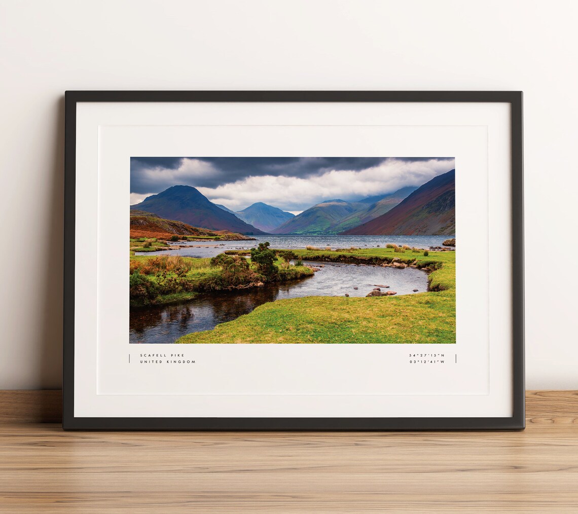 Scafell Pike United Kingdom Coordinates Lake District Mountain Poster