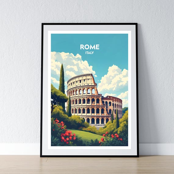Rome Poster Print Wall Art Gift Travel Home Decor Illustration Italy Wpa