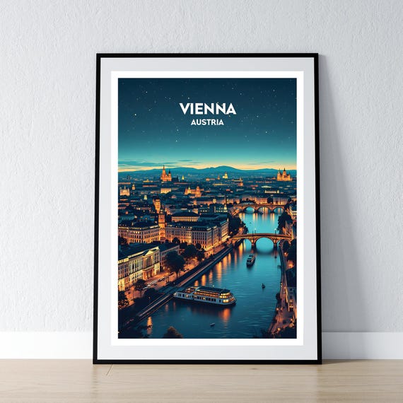 Vienna Poster Print Austria Wall Art Gift Travel Austrian Home Decor Illustration