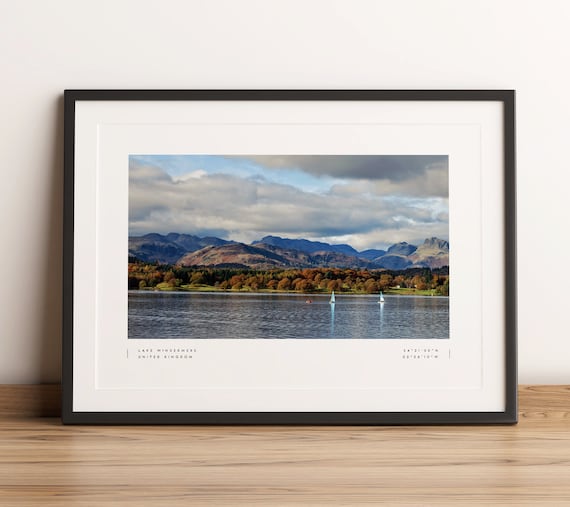 Lake Windermere Coordinates Poster Print