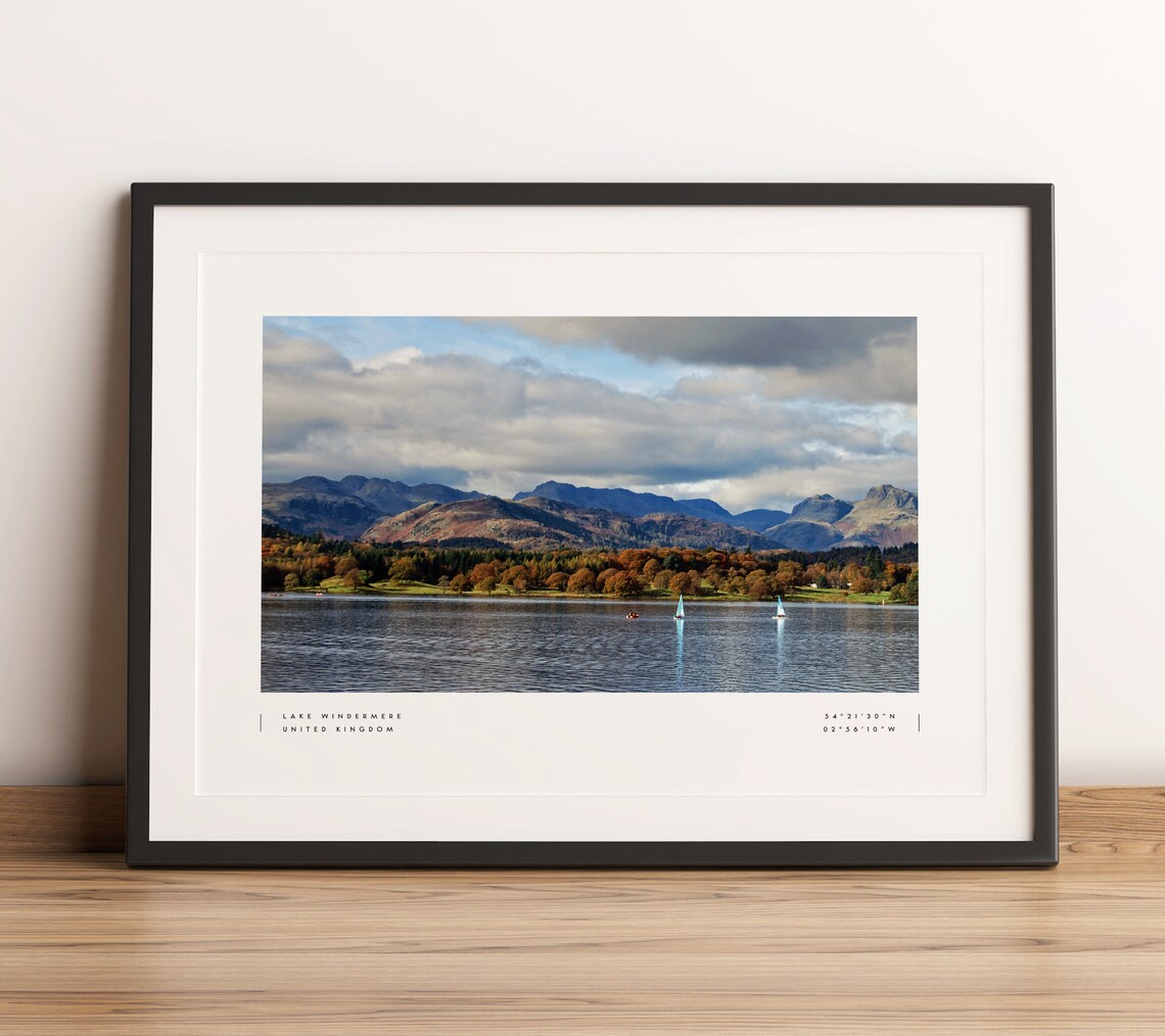 Lake Windermere Coordinates Poster Print