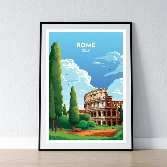 Rome Poster Print Wall Art Gift Travel Home Decor Illustration Italy Wpa