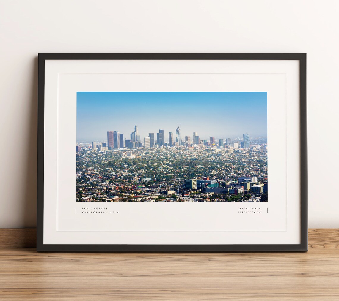 Los Angeles Skyline Coordinates Travel Poster