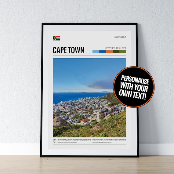 Cape Town South Africa Coordinates Table Mountain Bay Photo Poster