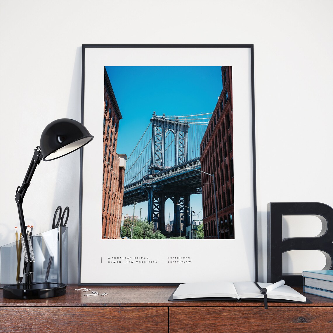 New York Coordinates Black and White Travel Poster
