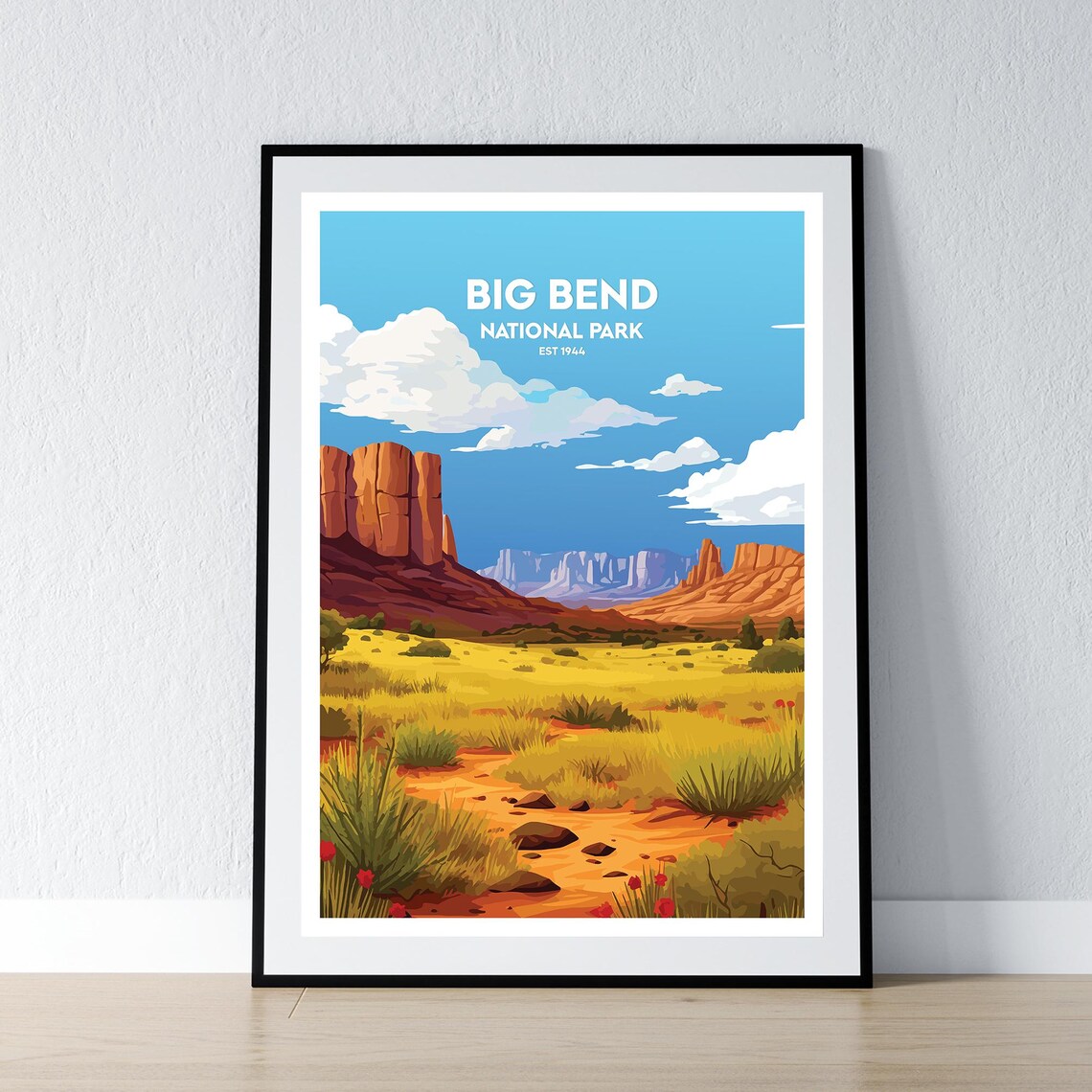 Big Bend National Park Est 1944 Desert Canyon Vintage Travel Poster