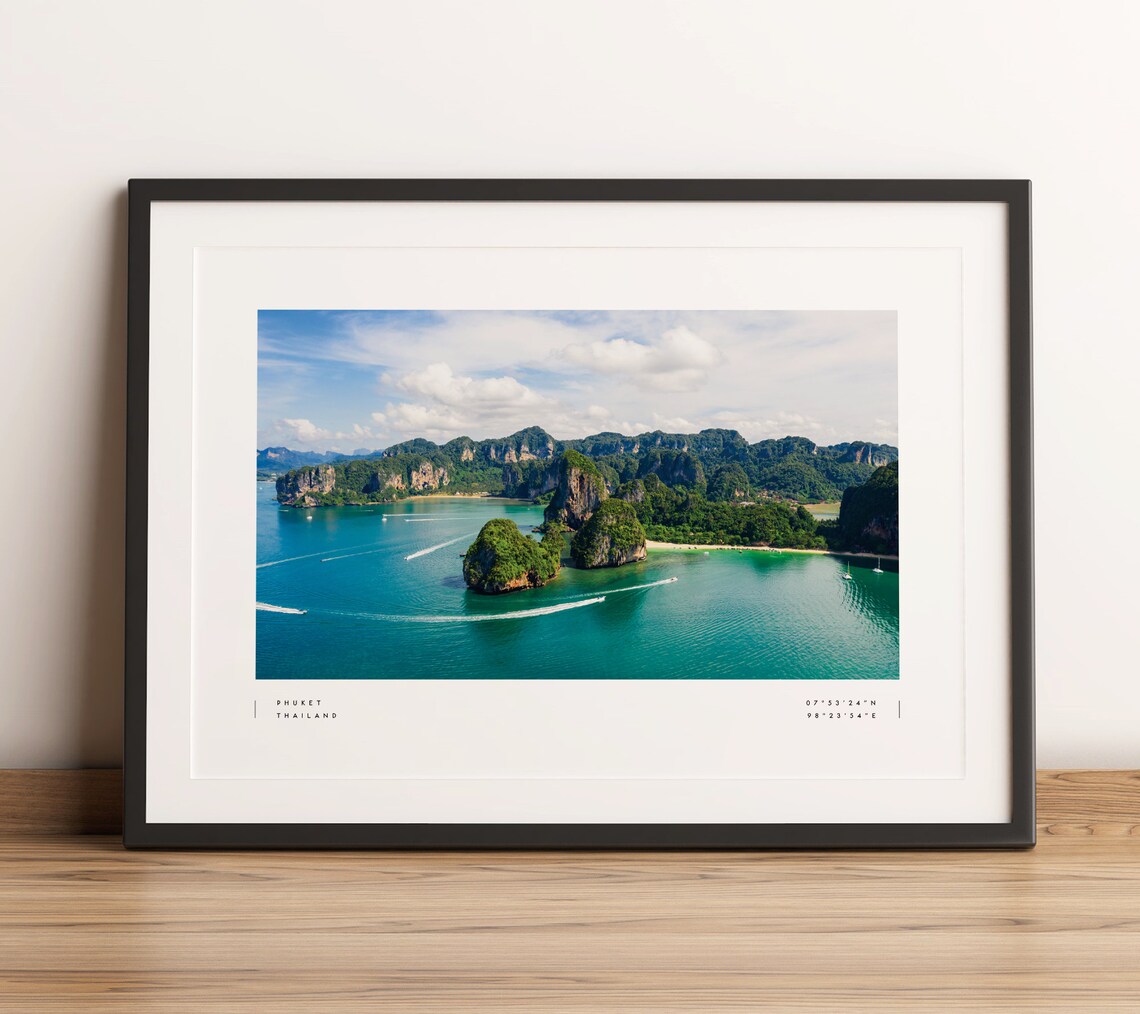 Phuket Coordinates Travel Poster, Thailand Map Art