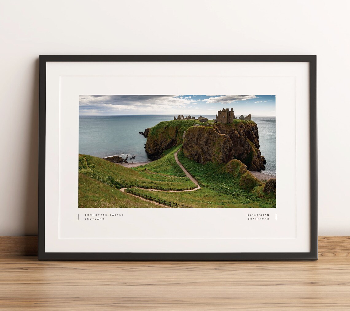 Dunnottar Castle Travel Poster, Coordinates Wall Art