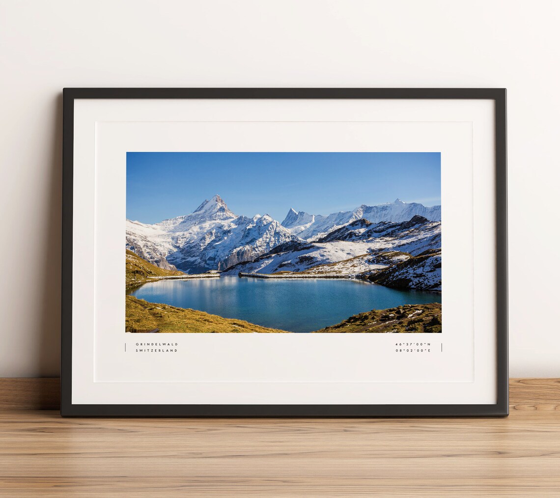 Grindelwald Switzerland Alpine Lake Snowy Mountain Photo Poster